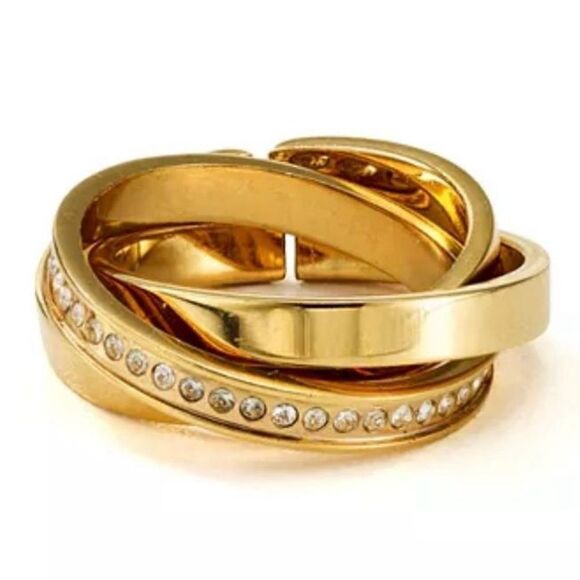 Vita Fede Cassio Pave Swarovski Crystal Gold 3 Ring Set New - Picture 2 of 8